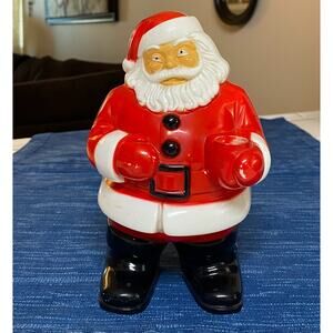 Vintage MCM Blow Mold Santa Light Lamp 8” Hard Plastic MISSING Cord & Tree 20B